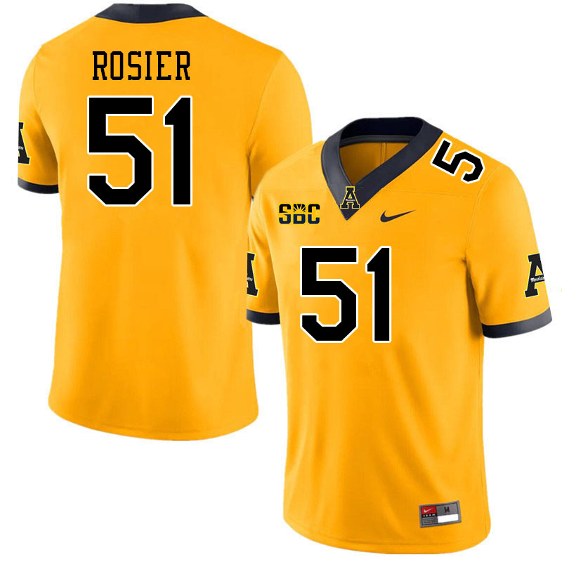 Men #51 Anthony Rosier Appalachian State Mountaineers College Football Jerseys Stitched-Gold